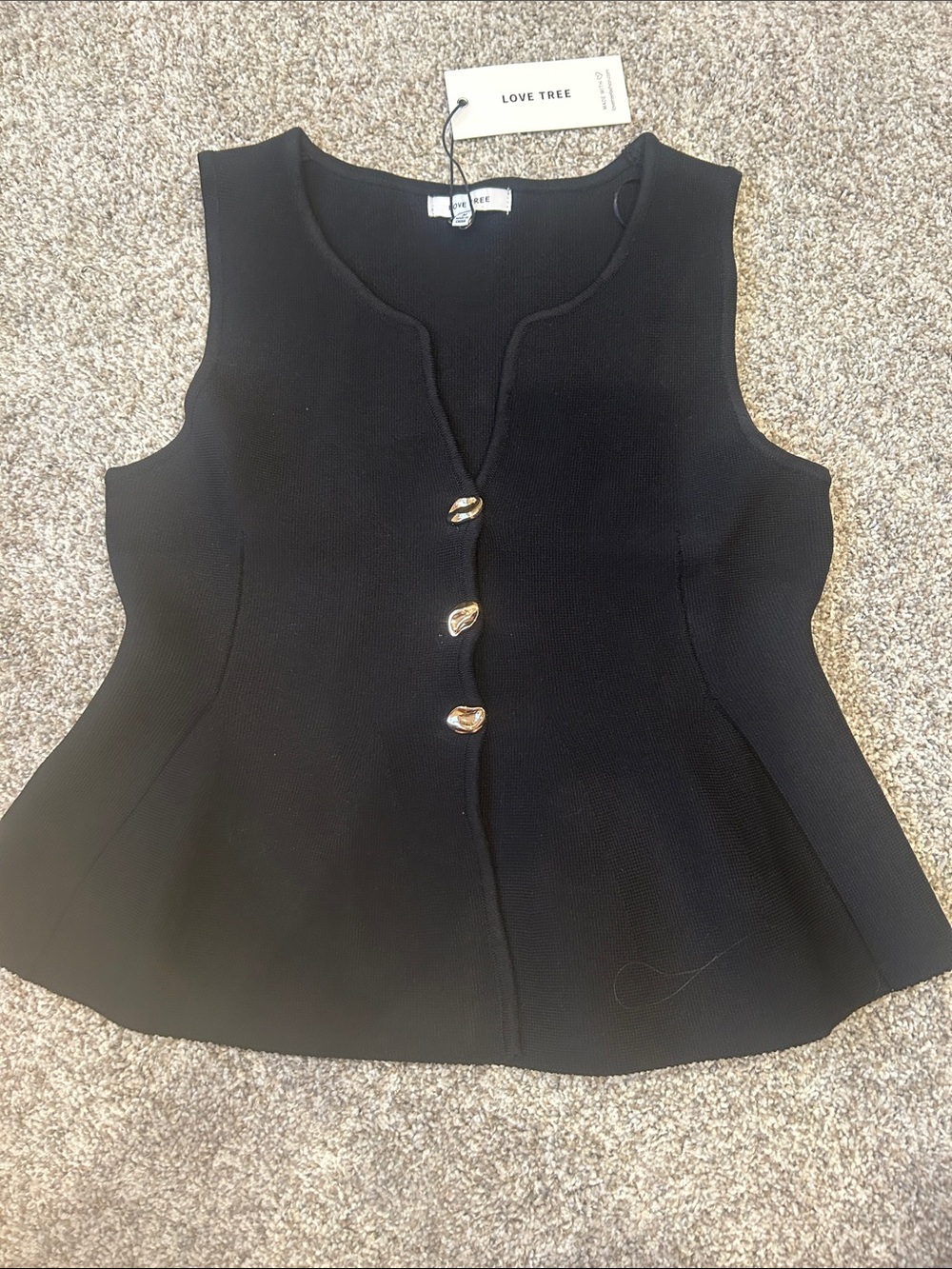 Love Tree brand Black Button Front Tank Top